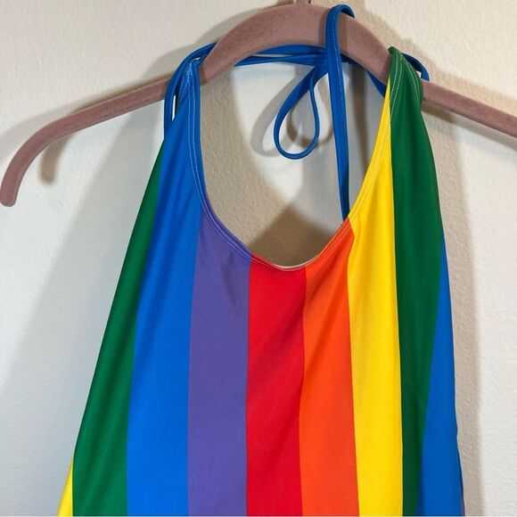 ✨ Tipsy Elves Rainbow One Piece Swim Suit Halter Women’s Medium - Picture 4 of 10